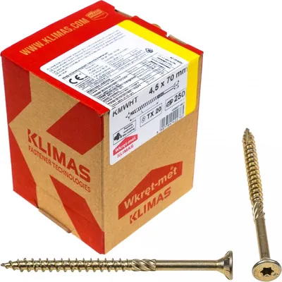 Produktbild von Holzbauschrauben KMWHT 4,5x70 mm Senkkopf Torx Zimmererschrauben 250 Stück