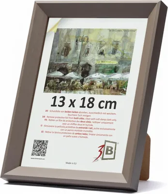 Obrázok produktu pre Drevený rám na fotografie – elegantný, z masívneho borovicového dreva, 13 x 18 cm, hnedý