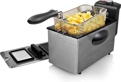 Productafbeelding van Elektrische friteuse, 3 l inhoud, 2000 W, roestvrij staal, regelbare thermostaat