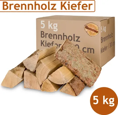 Obrázek produktu pro Borovice Palivové dřevo Palivové dřevo 5 kg dřeva Pro kamna a krb Ohnivá mísa Grilovací dřevo Palivové dřevo 30 cm polena Komorově sušené dřevo Flameup