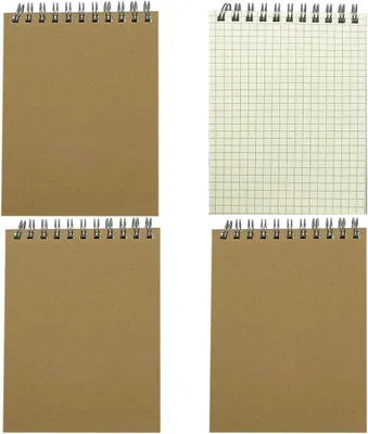 Produktbild von A6 Spiral Notepad Set, 4 Stück, 80 Blatt/160 Seiten, kariert, für Büro