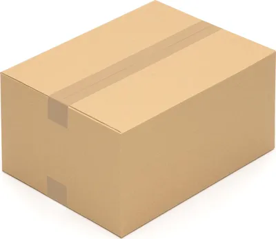 A single cardboard box on a white background.
