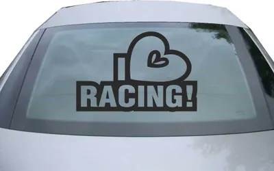 Produktbild von Indigos UG - Aufkleber Heckscheibe & Motorklappe DE2895 - schwarz - 600x399 mm - I Love Racing - Fisch - Auto Scheiben Fenster Heckklappe Tuning Racing JDM - Die cut