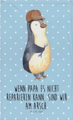 Produktbild von Mr. & Mrs. Panda Wandbild Wenn Papa es nicht reparieren kann, sind wir am Arsch - Blau Pastell - Geschenk, Schraubenschlüssel, Wandtuch, Muttertag, Gobelin, Vatertag
