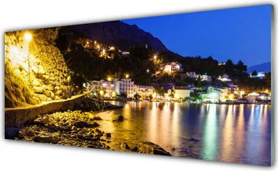 Produktbild von Acrylglasbilder 125x50 Wandbild Druck Gebirge Strand Landschaft
