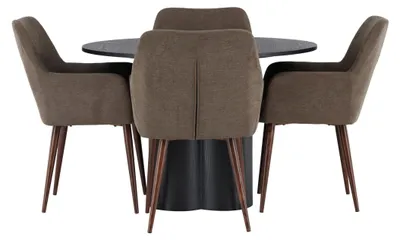 Image de Olivia ensemble pour salle à manger table à manger noir 4 chaises brun.