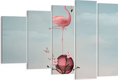 Produktbild von Bild auf Leinwand - Leinwandbild - Flamingo Blume Grafik Illustration - 150x100cm - Wand Bild - Wanddeko - Leinwanddruck - Bilder - Kunstdruck - Leinwand bilder - Wandkunst - EG150x100-3187