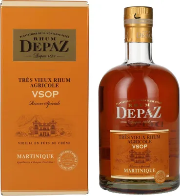 Produktbild von Depaz Rhum Très Agricole Vieux VSOP 45% Vol. 0,7l in Geschenkbox