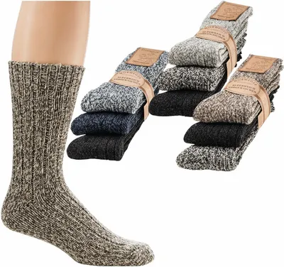 Produktbild von 3 Paar warme weiche Norweger Socken mit Wolle Baumwolle Viskose 43/46 Farbe Zufallsprinzip
