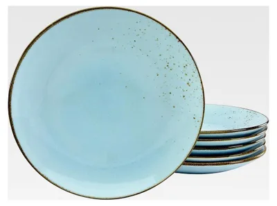 Produktbild von Nature Collection, 6-teiliges Geschirrset für 6 Personen, Speiseteller aus Steinzeug, spülmaschinen- und mikrowellengeeignet