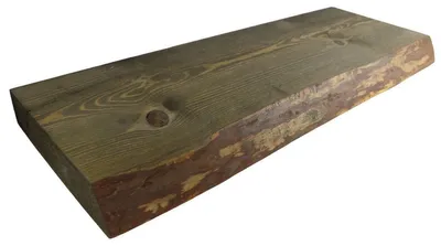 Produktbild von Regalbrett Massivholz grau gefärbt mit Baumkante Wandboard Naturholz