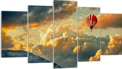 Produktbild von Bild auf Leinwand - Leinwandbild - Wolken Ballon Flug - 160x85cm - Wand Bild - Wanddeko - Leinwanddruck - Bilder - Kunstdruck - Wanddekoration - Leinwand bilder - Wandkunst - EA160x85-3791