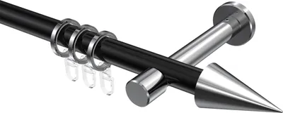 Produktbild von Interdeco Gardinenstange / Vorhangstange Schwarz / Chrom, Typ Prestige Savio (Kegel), 20 mm Ø 1-läufig, 260 cm