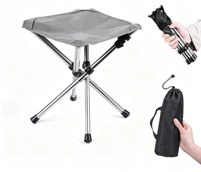 Productafbeelding van Campingkruk opvouwbaar - Zitthoogte 28 cm - 120 kg - Grijs