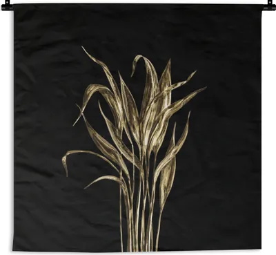 Produktbild von MuchoWow® Wandteppich Wandbehang Gold - Blatt - Pflanzen 150x150 cm Tapisserie Dekoration Wandtuch - Wohnaccessoires - Modernes