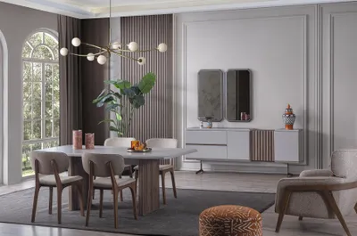 Image de Esszimmer Set Essgarnitur Gruppe Tisch Stühle 8tlg. Modern Möbel Essgruppe