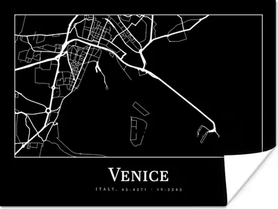 Produktbild von MuchoWow® Poster Stadtplan - Venedig - Karte - Venedig 80x60 cm - Kunst für zu Hause