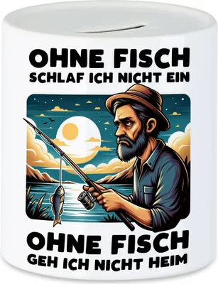 Produktbild von Ohne Fisch schlafe ich nicht ein Angler Spardose Fischerei Hobby Ostsee