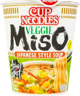 Obrázok produktu pre Nissin Cup Noodles Miso Veggie instantné rezance s príchuťou miso 67g