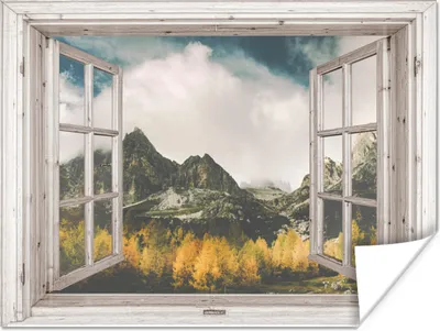 Produktbild von MuchoWow® Poster Aussicht - Herbst - Berg 80x60 cm - Kunst für zu Hause