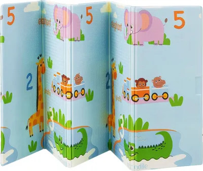 Produktbild von Juskys Kinder Spielmatte Stella 180x200 cm Tiere - XXL Matte für Babys - Schaumstoff Spielteppich faltbar, soft & wendbar - Boden - Krabbelmatte Blau