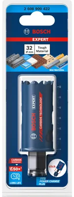 Immagine prodotto di Bosch Expert Tough Material - Sega a tazza - per plastica, mattoni, piastrelle morbide, lamiere in acciaio inox, legno con metallo - 32 mm