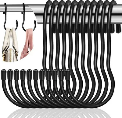 Produktbild von Schwarze S-Haken für Küche, Garage, Garten, 12 Stück, 14,5 cm