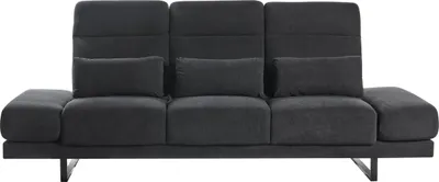 Image de BELIANI Canapé en polyester noir pieds en acier accoudoirs et dossier réglables meubles de salon