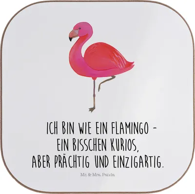 Produktbild von Mr. & Mrs. Panda Untersetzer für Gläser Flamingo Classic - Weiß - Geschenk, Kaffee, Rosa, Ich, Spruch, Mich, Prächtig, Coaster, Freundin, Tischuntersetzer