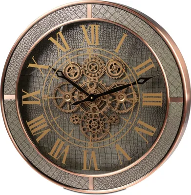 Produktbild von formano Wanduhr Vintage 58 x 58 cm Uhr mit goldenen Zahnrädern römischen Ziffern