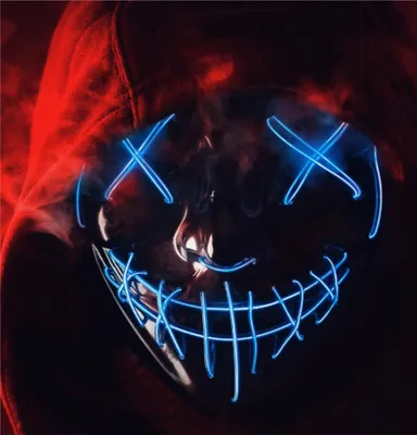 LED-Maske blau, steuerbar, für Halloween & Karneval, Unisex