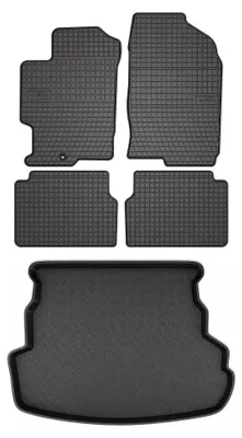Productafbeelding van Rubberen automatten + kofferbakmat voor Mazda 6 I GG/GY 2002-2007 (sedan) – 5-delig, zwart, op maat – Wielganizator SolidPRO