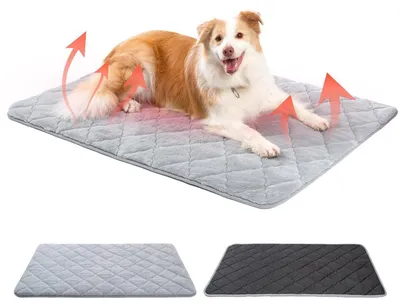 Zdjęcie produktu dla Mata dla psów i kotów, 90x70 cm, szara, miękka i ciepła, można prać w pralce, antypoślizgowa