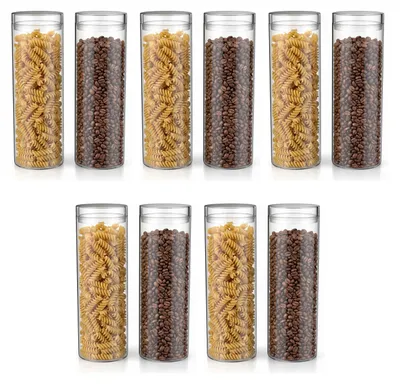 Productafbeelding van Arendo voorraadpotten, set van 10 stuks, elk 1950 ml, rond, luchtdicht, borosilicaatglas. Glazen behuizing vaatwasmachinebestendig en magnetronbestendig. Transparant
