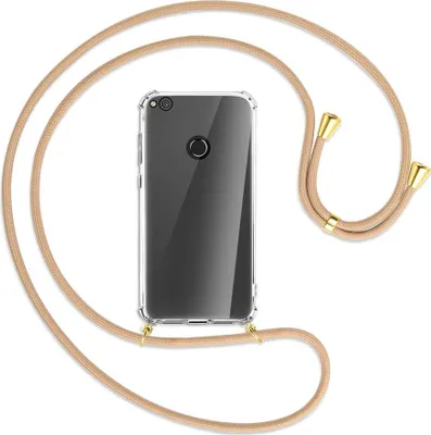 Produktbild von Handykette Backcover-Schutzhülle mit Band (Metall goldfarben) für Huawei P8 Lite / P9 Lite 2017 - beige