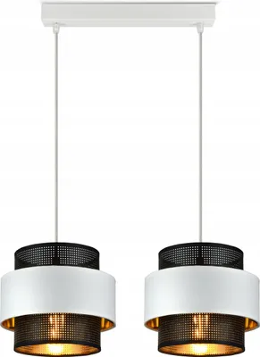 Produktbild von LUXOLAR - Led Pendelleuchte mit Netz 2 flammig - Deckenlampe Weiß-Schwarz E27 60W - Hängelampe für Wohnzimmer, Küchen