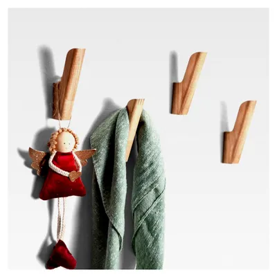 Produktbild von Wandhaken aus Eichenholz – Moderne Garderobenhaken zur Wandmontage, Dekoration für Zuhause, Geschenkidee