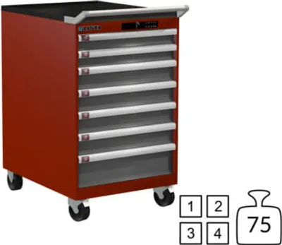 Produktbild von Lista Schubladenschrank - 78.160.522 - 990 x 564 x 725 mm (HxBxT) - 7 Schubladen - 75 kg - Code Lock - RAL 3003/NCS S 6502-B
