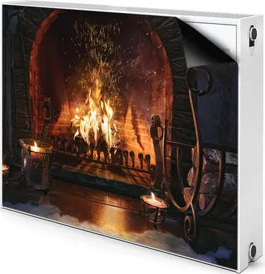 Produktbild von Magnet Heizkörper-Abdeckung Verkleidung Abdeckung Heizkörperabdeckung 80x60 cm  - Winter, Kamin
