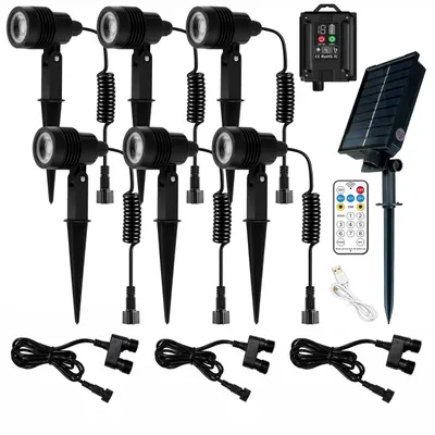 Obrázek produktu pro MasterLED Neo Xela, solární zahradní reflektor s kovovým podstavcem, 24V, 3000K, IP54, sada 6 kusů