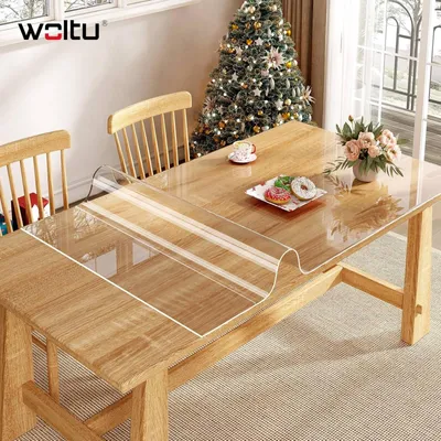 Produktbild von WOLTU Tischfolie 2 mm aus PVC Glasklar 90x160cm Hochglanz Tischdecke Transparent Wasserdicht Abwaschbar Tischschutz Folie für Tisch Rechteckig