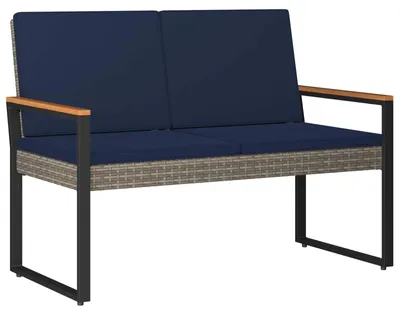 Produktbild von Bank Outdoor Grau und Marineblau 107 x 61 x 80 cm Poly-Rattan