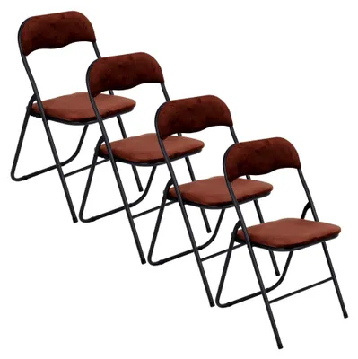 Produktbild von Klappstühle 4er Set - Samt - Esstischstühle - 43 x 47 x 80 cm - Blau