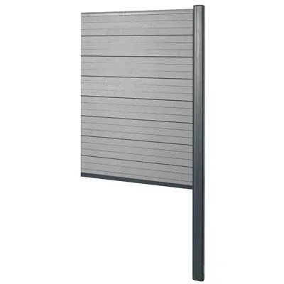 Immagine prodotto di Schermo privacy in WPC Sarthe, recinzione frangivento, palo in alluminio da fissare nel calcestruzzo ~ Elemento di estensione stretto, 95 cm grigio