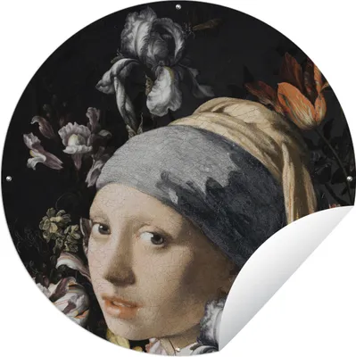 Produktbild von MuchoWow® Gartenposter Outdoor-Poster Rund Gemälde - Blumen - Vermeer Ø 60 cm Gartendeko Rundes Poster draußen
