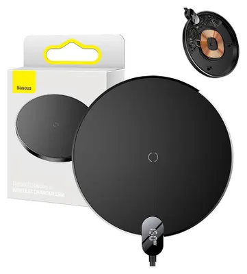 Produktbild von Baseus CCED000001 Ladegerät für Mobilgeräte Kopfhörer  Smartphone Schwarz USB Kabelloses Aufladen Drinnen