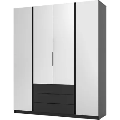 Produktbild von Kleiderschrank 200cm mit Spiegel und Schubladen KAYA 06 schwarz