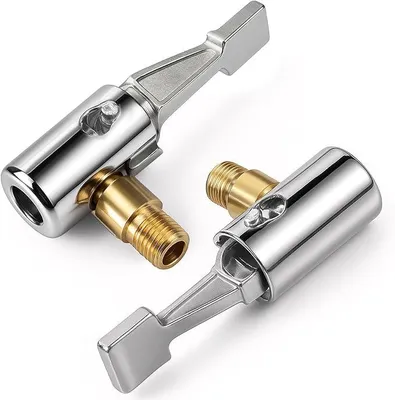 Produktbild von 2 Stück Autoventil Adapter, Messing Autoventil Adapter Luftpumpen Clip Reifen Air Chucks Fahrrad Momentstecker Druckluft Reifenfüllnippe Kompressor Zubehör Für Reifenventile Mit Ventilgewinde
