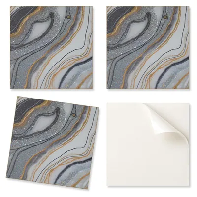 Imagen del producto de Azulejos de vinilo autoadhesivos con un patrón abstracto de ondas y brillo, de 20 x 20 x 20 cm