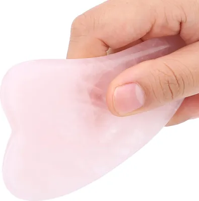 Produktbild von Gua Sha Massagewerkzeug Rosenquarz Gesichts- und Hals-Schabplatte